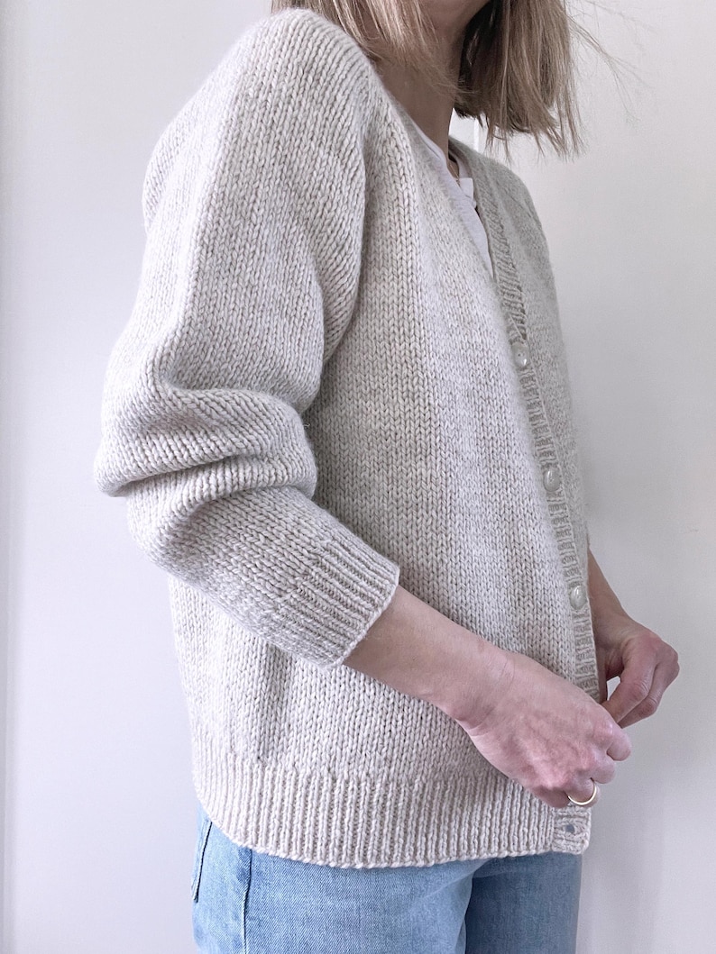 Basic V-neck Cardigan Knitting Pattern | 4 Patterns in 1 | Intermediate ...