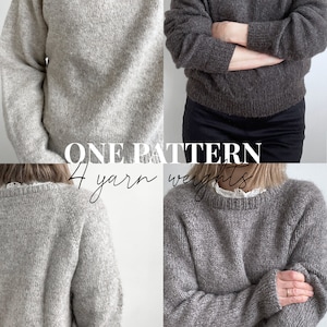 Knitting Pattern Basic Cozy Fit Pullover 4 yarn options in 1 pattern Easy raglan sweater topdown method Sizes S to 4X image 5