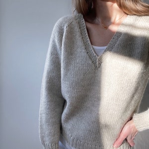 Basic V-neck Pullover Knitting Pattern | 4 Patterns in 1 | Intermediate ...