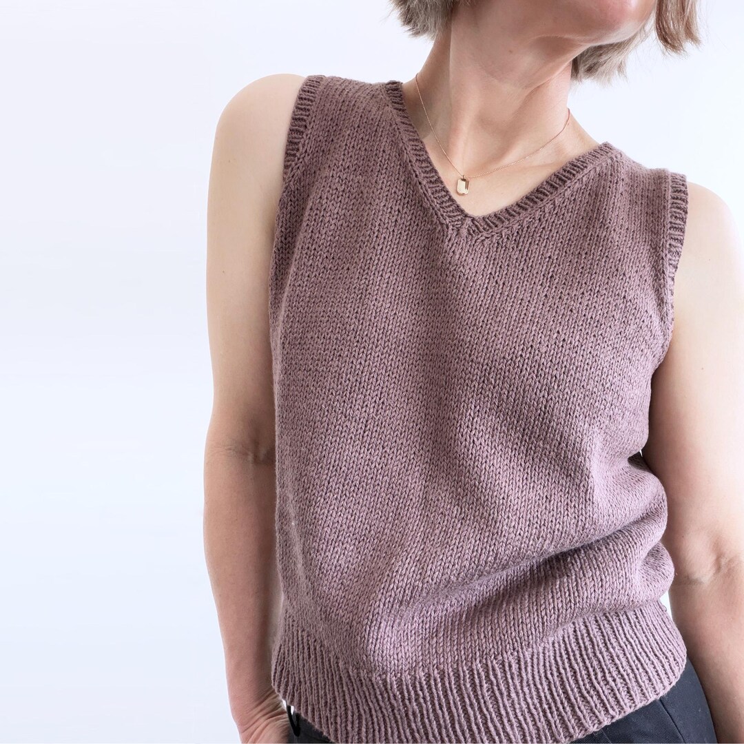 Basic V-neck Vest Knitting Pattern | 4 Patterns in 1 | Easy ...