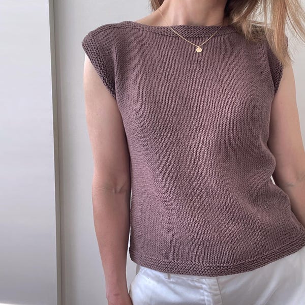 Simple Short Sleeve Top Tee Knitting Pattern | 4 patterns in 1 | Easy | Bottom up Cap Sleeve T-shirt | Sizes S-4X