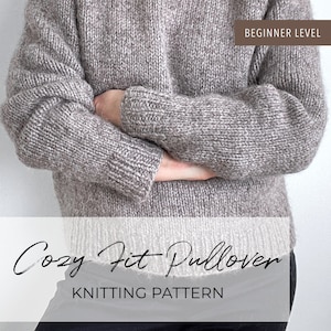 Knitting Pattern Basic Cozy Fit Pullover 4 yarn options in 1 pattern Easy raglan sweater topdown method Sizes S to 4X image 6