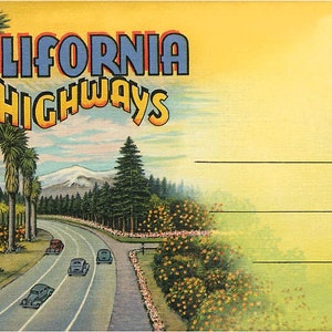 Rodovias da Califórnia - Imagem Vintage, Cartão Postal