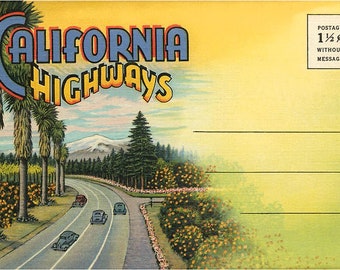 California Highways - Vintage Image, Postcard