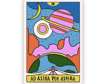 Ad Astra Per Aspera Tarot Card Sticker