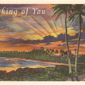 Je pense à vous, coucher de soleil à Hawaï - Cartes postales, images anciennes