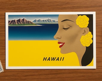 Hawaiian Woman with Islands, Graphics - Vintage Image, Postcard