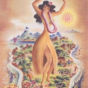 Hawaii - Vintage Reprinted Image, Postcard