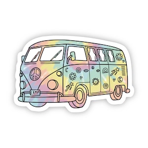 Tie Dye Hippie Van Aesthetic Sticker