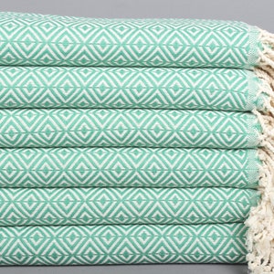 Personalized Gift, Diamond Towel, 40x71 Inches Green Cotton Towel, Personalized Gifts, Turkish Beach Towel, Bridal Party Gifts,
