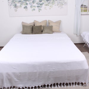 Sofadeken, Turkse sprei, witte plaid, chevrondeken, 79 x 95 inch dekens boho, Quenn-deken, pilatestooi,