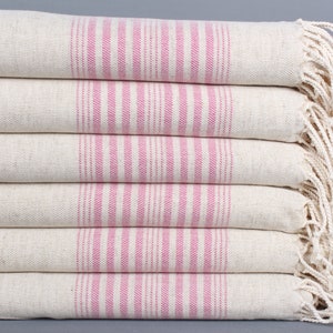 Turkish Bath Towel, Turkish Beach Towel, Fuchsia Peshtemal, Striped Peshtemal, 40x79 Inches Turkish Towel for Gift, Organic Peshtemal,