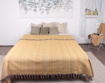 Turkish Blanket, Bedcover, Mustard Throw, Diamond Throw, 87x91 Inches Bed Cover, Oversize Blanket, Gift Throw, King Size Throw,