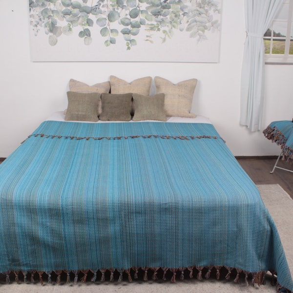 Custom Blanket, Turkish Bedspread, Turquoise Blanket, Diamond Throw, 87x91 Inches Throw Blankets Boho, Beach Blanket, Warm Throw,