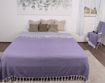 79x95 Inches Turkish Bedspread, Sofa Blanket, Purple Blanket, Chevron Throw, Woven Blanket Throw, Bulk Order Throw, Organic Throw,