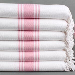 Toalla de playa orgánica, toalla de baño turco, toalla rosa, toalla de rayas, 40 x 71 pulgadas, regalo de fin de semana de playa para niñas, peshtemal de viaje, peshtemal de gimnasio,