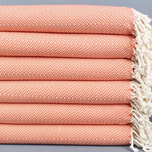 Turkish Towel, Personalized Turkish Towel, Chevron Towel, Orange Towel, 40x71 Inches Chic Shawl, Camping Peshtemal, Sarong Peshtemal,