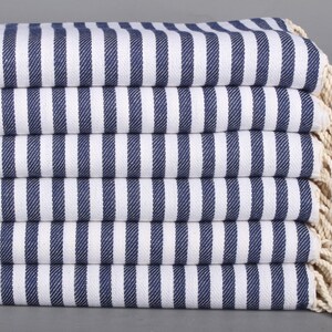 Bridesmaid Gifts, Personalized Gift, Striped Hand Towel, 18x40 Inches Navy Cotton Tea Towel, Turkish Hand Towel, Bachelor Gift,