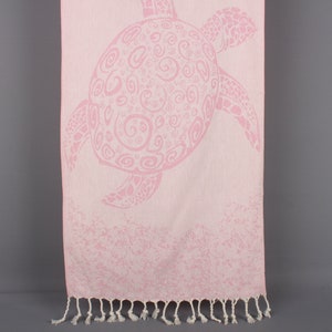 Personalized Dish Towel, Monogram Hand Towel, Carretta Patterned Dish Towel, Turkish Towel Hand Towel, 18x36 Inches Pink Cotton Dish Towel,