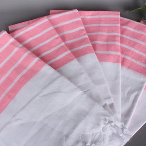 Personalized Gifts, Turkish Beach Towel, 40&quot;x70&quot; Bright Pink Striped Cotton Towel, Gift For Her, Bachelorette Favors, Bridesmaid Gifts