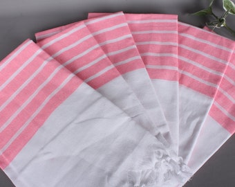Gepersonaliseerde geschenken, Turks strandlaken, 40 x 70 inch felroze gestreepte katoenen handdoek, cadeau voor haar, vrijgezellenbedankjes, cadeaus bruidsmeisje