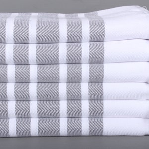 Herringbone Towel, Wedding Gifts Towel, 40x71 Inches Dark Gray Cotton Towel, Monogrammed Beach Towel, Bachelorette Party Gifts, Spa Gift,