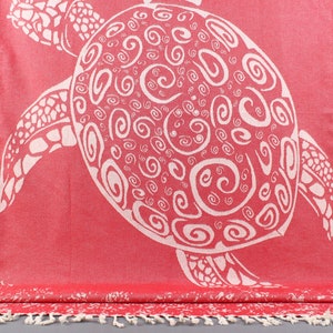 Beach Towel, Turkish Towel, Red Towel, Carretta Peshtemal, Patterned Peshtemal, Animal Peshtemal, Print Peshtemal, 40x71 Inches Towel