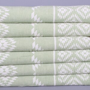 Wedding Favors, Small Bath Towels, Kilim Tea Towel, Monogram Hand Towel, 18&quot;x40&quot; Green Cotton Dish Towel, Bridal Shower Favor,