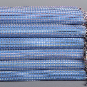 40x71 Inches Parliament Blue Cotton Towel, Wedding Gift, Best Friend Gift, Turkish Towel Beach, Geometric Towel, Personalized Wedding Gift