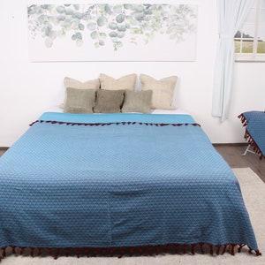Picnic Blanket, Turkish Bedspread, Turquoise-Burgundy Throw, Heart Design  Blanket, 75x87 Inches Cotton Bed Cover, Picnic Throw,