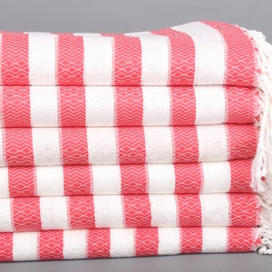 36x71 Inches Vermilion Cotton Towel, Striped Towel, Bachelorette Party Gifts, Wedding Gifts Towel, Bridesmaid Gift, Mother Of The Groom Gift