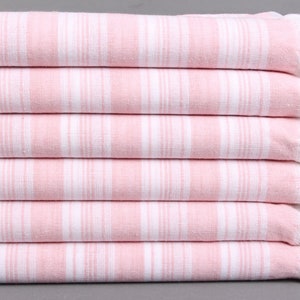 Toalla de playa orgánica, toalla turca personalizada, toalla rosa claro a rayas, toalla turca de 40 x 71 pulgadas para baño, toallas de algodón colgantes