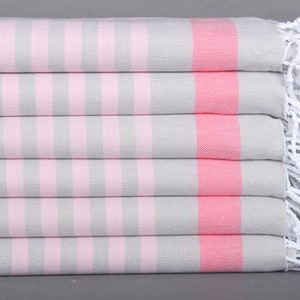 Bridesmaid Gifts, Bridal Shower Favors, 40x71 Inches Fuchsia-Pink Cotton Towel, Striped Towel, Best Friend Gift, Gift Towel,