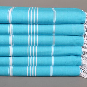 40&quot;x71&quot; Turquoise Cotton Towel, Wedding Gift, Turkish Towel Beach, Bridal Party Gifts, Bachelorette Gifts, Striped Towel, Handmade Gift,