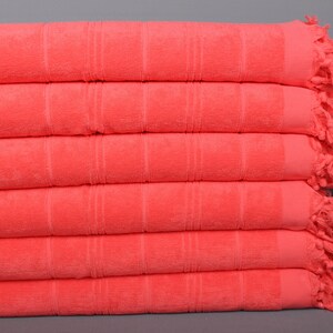 Turkish Towel Hand Towel, Striped Terry Hand Towel, Monogrammed Hand Towel, Kitchen Towel, 18&quot;x40&quot; Vermilion Cotton Tea Towel,