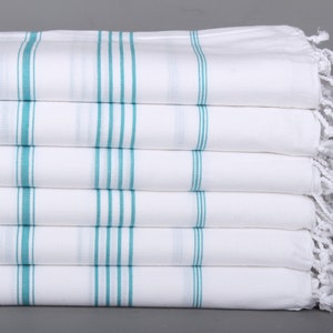 Striped Towel, Monogram Beach Towel, Personalized Turkish Towel, 40x71 Inches Petrol Blue Cotton Towel, Bachelorette Party Favor,