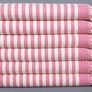 Organic Towel, Bath Towel, Fuchsia Peshtemal, Chevron Peshtemal, 40x71 Inches Bachelorette Party Gift, Travel Towel, Bathroom Towel,
