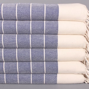 Personalized Dish Towel, Monogrammed Hand Towel, 16&quot;x36&quot; Navy Cotton Tea Towel, Turkish Tea Towel, Striped Tea Towel, Bridal Gifts,