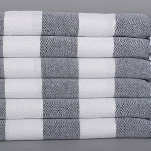 Striped Tea Towel, Turkish Hand Towel, 18x40 Inches Gray-Black Cotton Tea Towel, Kitchen Towel, Personalized Gifts, Bathroom Towel,