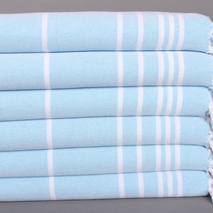 18&quot;x38&quot; Turquoise Cotton Tea Towel, Turkish Towel Hand Towel, Custom Hand Towel, Personalized Gifts, Striped Tea Towel, Bridesmaid Gift,