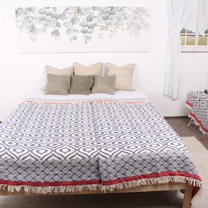 Huwelijkscadeau dekens, bankdeken, marineblauw-rode deken, diamanten deken, 67 x 50 inch dekens boho, warme deken,