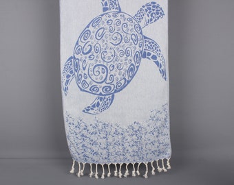 Kitchen Towel, Carretta Patterned Dish Towel, Turkish Towel Hand Towel, 18x36 Inches Sax Blue Cotton Hand Towel, Turkish Hand Towel,