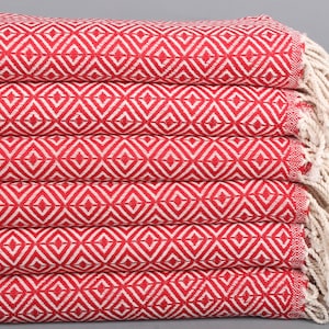 Gift For Him, Diamond Towel, 40x71 Inches Red Cotton Towel, Bridesmaid Gift, Turkish Beach Towel, Bachelorette Party Favors Beach,