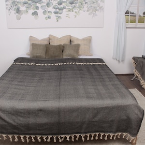 Turkish Bedspread, Home Decor Blanket, Black Throw, Chevron Blanket, 67x83 Inches Customizable Blanket, Picnic Blanket, Decor Blanket,