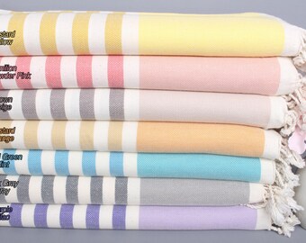 Xmas Gifts, Memorial Gift, Bridesmaid Gifts, Custom Wedding Gifts, 40"x71" Cotton Towel, Turkish Towel Beach, Striped Towel, Guest Towel,