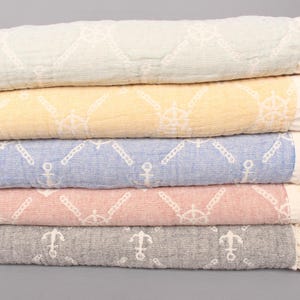 67&quot;x87&quot; Cotton Blanket, Custom Wedding Gifts, Marine Design Blanket, Bridal Shower Gift, Woven Throw Blanket, Personalized Gift For Him,