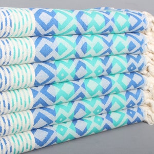 Diamond Towel, Wedding Gifts Towel, Home Decor Gifts, Personalized Gifts, 40x71 Inches Sax Blue-Green Cotton Towel, Bridesmaid Favors,