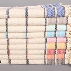 Monogram Hand Towel, Striped Tea Towel, Personalized Gift, 20&quot;x40&quot; Cotton Tea Towel, Turkish Towel Hand Towel, Handmade Gift,