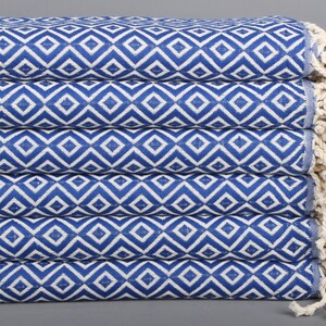 Gift For The Home, 40x71 Inches Sax Blue Cotton Towel, Diamond Towel, Spa Gift, Wedding Gift, Gifts For Him, Pool Towels,