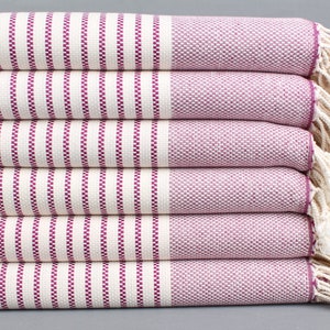 Wedding Gift Towels, Organic Cotton Towels, Damson-Natural Peshtemal, Striped Towel, 40x75 Inches Turkish Towel for Beach,